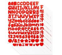 10 Sheets 1/2 Letter Stickers,Waterproof Adhesive Vinyl Alphabet & Number for Scrapbook,Files and Inventory Labeling - 1120 Pieces Red Sticker Decals