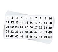 10 Sheets 1 to 50 Color Consecutive Number Stickers Small Round Waterproof Labels Removable for Storage Toolbox Locker Inventory Classification (White 1 to 50,2.5cm/1in)