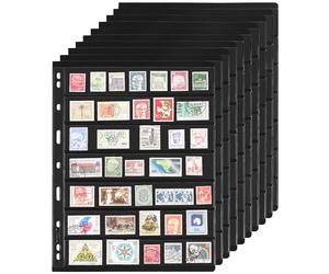 10 Sheets 20 Pages Postage Stamp Album Pages, 7 Pockets 7.7x 1.35in Stamp Collection Inserts, 9 Hole Standard Stamp Collecting Album Sleeves for Stamp Collection Binder IS010710