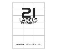 (10 Sheets (210 Sticky Label)) 21 Per Sheet Per Page White Blank Matt Self-Adhesive A4 Address Shipping Labels Stickers