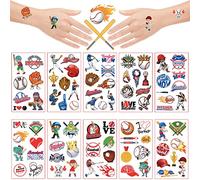 10 Sheets Baseball Tattoo Stickers for Kids,100+ Baseball Mixed Patterns Temporary Fake Waterproof Face Body Tattoo Sticker for Baseball Fans Baseball Game Celebration Party Decoration