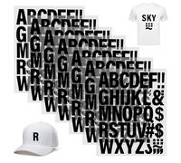 10 Sheets Black Iron on 2 Inch Letters for Clothes, Alphabet Iron-on Letter (26 Alphabets and 18 Symbols), Small Letter Transfers for Shirts, Jerseys, Bags, Hats