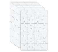 10 Sheets Blank Puzzle to Draw On, 3.9 x 5.9 Inch Blank Jigsaw Puzzles 24 Pieces a Sheet All White Custom Puzzle DIY for Drawing Writing Activity Wedding Birthday Party DIY Craft