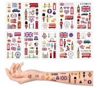 10 Sheets British Style Temporary Tattoos Stickers for Kids,Childrens Fake Tattoo Sticker Set Multiple Patterns Waterproof Removable Stickers for Prizes Birthday Party Bag Fillers for Boys Girls