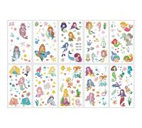 10 Sheets Butterflies、Mermaid、Sea Animals waterproof Temporary Tattoos, Mixed Styles Cartoon Tattoos, party makeup gifts (I)