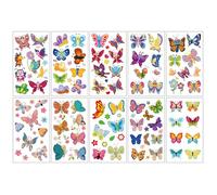 10 Sheets Butterflies、Mermaid、Sea Animals waterproof Temporary Tattoos, Mixed Styles Cartoon Tattoos, party makeup gifts (X)