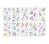 10 Sheets Butterflies、Mermaid、Sea Animals waterproof Temporary Tattoos, Mixed Styles Cartoon Tattoos, party makeup gifts (G)