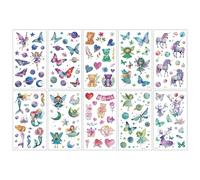 10 Sheets Butterflies、Mermaid、Sea Animals waterproof Temporary Tattoos, Mixed Styles Cartoon Tattoos, party makeup gifts (Z)