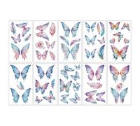 10 Sheets Butterflies、Mermaid、Sea Animals waterproof Temporary Tattoos, Mixed Styles Cartoon Tattoos, party makeup gifts (U)