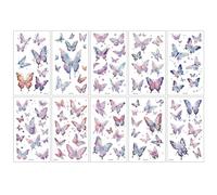 10 Sheets Butterflies、Mermaid、Sea Animals waterproof Temporary Tattoos, Mixed Styles Cartoon Tattoos, party makeup gifts (T)