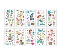 10 Sheets Butterflies、Mermaid、Sea Animals waterproof Temporary Tattoos, Mixed Styles Cartoon Tattoos, party makeup gifts (H)