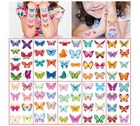 10 Sheets Butterfly Tattoos for Kids - Party Favors, Temporary Stickers, Face Tattoo, Waterproof Fake Tattoos for Children, Party Bag Fillers