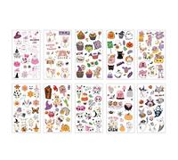 10 Sheets Cartoon Temporary Tattoos Stickers, Fake Tattoo Sticker Set Multiple Patterns Waterproof Removable Stickers for Prizes Birthday Party Bag Fillers (D)