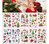 10 Sheets Christmas Temporary Tattoos,Kids Tattoos Waterproof Fake Tattoos Xmas Cartoon Tattoo Stickers for Children Party Bag Fillers Kids' Tattoo Pass The Parcel Gifts Christmas Party Favours