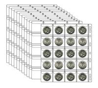 10 Sheets Coin Collection Pages, Coins Pocket Page with 200 Pockets, Coin Binder Inserts Sleeves with Standard 9 Hole for Coin Album. Storage Holder for Currency, Stamp and Other Supplies (20-Pocket)