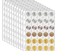10 Sheets Coin Collection Pages, Coins Pocket Page with 300 Pockets, Coin Binder Inserts Sleeves with Standard 9 Hole for Coin Album. Storage Holder for Currency, Stamp and Other Supplies (30-Pocket)