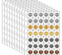 10 Sheets Coin Collection Pages, Coins Pocket Page with 420 Pockets, Coin Binder Inserts Sleeves with Standard 9 Hole for Coin Album. Storage Holder for Currency, Stamp and Other Supplies (42-Pocket)