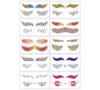 10 Sheets Colorful Leopard Print Makeup Face Stickers Temporary Face Tattoo Stickers For European And American Masquerade Parties