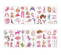 10 Sheets Cowboy Girl Temporary Tattoos for Kids Cute Cartoon Face Stickers Western Themed Fake Tattoos Safe and Easy to Apply Fun Party Favors