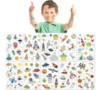 10 Sheets Creative Space Tattoo Stickers For Kids Mini Spaceship Crew Rocket Spaceship Temporary Tattoos