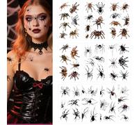 10 Sheets Creepy Crawler Halloween Tattoos - Spider Stickers | Waterproof UKCA Certified for Trick or Treat, Bonfire Night