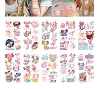 10 Sheets Cute Axolotl Kids Tattoos Boys Girls Waterproof Temporary Tattoos Stickers Body Art Party Favors Birthday Decorations Goody Bag Stuffers