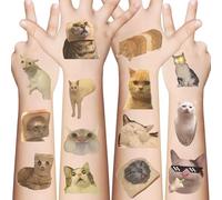 10 Sheets Cute Cat Temporary Tattoo Stickers - Easy to Apply Fake Tattoos with Kawaii Meme Designs, for Party Favors, Birthday, Goodie Bags, Classroom Rewards, Teens