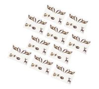 10 Sheets Cute Reindeer Face Stickers Rhinestone Glitter | Flexible, Breathable, Easy Removal, Brown Finish, for Rave Nights, Men and Women, Xmas and New Year