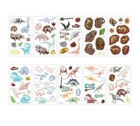 10 Sheets Dinosaur Fossil Temporary Tattoo Stickers, Realistic Dinosaur Bone Party Stickers