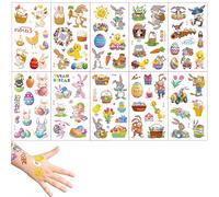 10 Sheets Easter Temporary Tattoos for Kids - 100+ Unique Waterproof Stickers (6x12cm) Bunny, Eggs & Spring Designs,Face & Body Art for Easter Party Supplies Egg Hunt & Celebrations