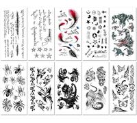 10 Sheets English Feather Totem Arm Simulation Waterproof Tattoo Sticker Set