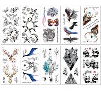 10 Sheets English Feather Totem Arm Simulation Waterproof Tattoo Sticker Set