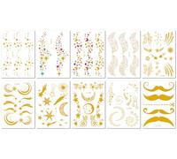 10 Sheets European and American gold-plated electronic musical face stickers personalized freckles face waterproof temporary tattoo stickers