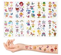 10 Sheets Flower Fairy Temporary Tattoos Stickers for Kids,Childrens Fake Tattoo Sticker Set Multiple Patterns Waterproof Removable Stickers for Prizes Birthday Party Bag Fillers for Boys Girls