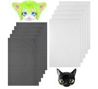10 Sheets Fursuit Eye Mesh Fabric 0.5mm Waterproof PVC Mesh Mask Plastic Mesh White Black Printable Eyes Meshes for Furry Cosplay Handicrafts Making Props Sculpting Fursuits Home Decor