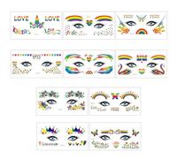 10 Sheets Gay Pride Face Tattoos, Rainbow Temporary Tattoos, LGBTQ Waterproof Facial Tattoo Stickers, Rainbow, Eyes, Butterfly, Heart Tattoo for Kids Adults Pride Equality Parades