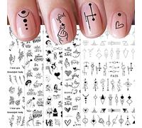 10 Sheets Geometry Nail Art Stickers Decals Self-Adhesive Black Heart Irregular Shaped Nail Supplies Nail Art Design Decoration Accessories