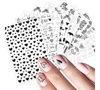 10 Sheets Geometry Nail Art Stickers Decals Self-Adhesive Black Irregular Shaped Nail Supplies Nail Art Design Decoration Accessories