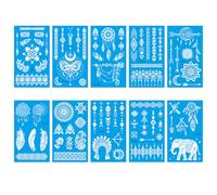 10 Sheets Glow-In-The-Dark Bohemian Style Temporary Tattoos, Feathers, Butterflies, Party Decorations, Face And Body Stickers