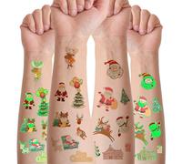 10 Sheets Glow in The Dark Christmas Tattoos for Kids, Fun Christmas Cracker Fillers, Xmas Stocking Fillers, Party Favours, Temporary Tattoos Stickers for Christmas's Decorations