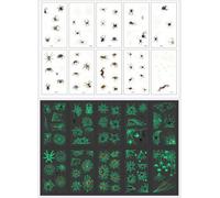 10 Sheets Glow-In-The-Dark Spider Tattoo Stickers Halloween Fluorescent Green 3D Spider Stickers