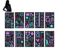 10 Sheets Glow In The Dark Tattoos,Safe and Easy to Use Neon Temporary Music Tattoos,Music Notes UV Blacklight Tattoo,Glow In The Dark Party Makeup Supplies,Festival Essentials,Multiple Unique Designs