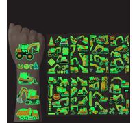10 Sheets Glow In The Dark Temporary Tattoo Stickers For Construction Vehicles Fun Cartoon Tool Vehicles Excavators And Children.