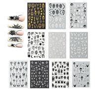 10 Sheets Halloween Nail Stickers, Gothic Nail Decals Halloween Nails Art Ghost Skull Skeleton Spider Web