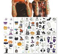 10 Sheets Halloween Stickers Long Lasting Fluorescent Green Glow In The Dark Cartoon Temporary Tattoos For Children.