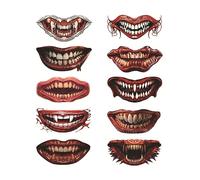 10 Sheets Halloween Temporary Tattoos,Halloween Scars Tattoos Stickers with Fake Scab Blood Wound Stitch Scar Scab Bruise Cosplay Face Stickers Costume Makeup Props