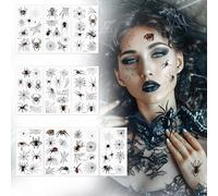 10 Sheets Halloween Temporary Tattoos Transfer Fake Tattoos Kids Spider Webs Face Stickers for Halloween Bachelorette Carnival Cosplay Costume Makeup Party