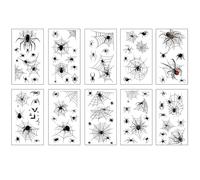 10 sheets Halloween Temporary Tattoos Waterproof Spider Skull Bat Fake Tattoos Spider Tattoos For Hal Sticker Stickers, Fake