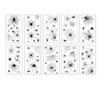 10 sheets Halloween Temporary Tattoos Waterproof Spider Skull Bat Fake Tattoos Stickers, Fake Spider Tattoos Sticker for Halloween Party Favors Supplies Decorations