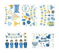 10 Sheets Happy Hanukkah Stickers, Large Hanukkah Window Clings Decals 13 * 9.7 Inch Chanukah Theme Clings Decorations Hanukkah Window Gel Clings for Hanukkah Party Decorations Supplies
